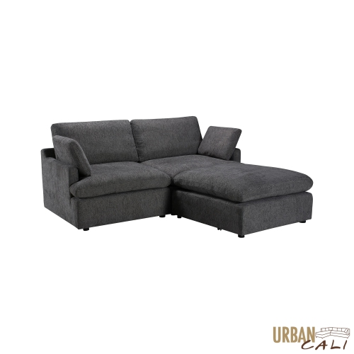 Urban Cali Long Beach Small Modular Sectional Sofa with Ottoman