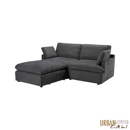 Urban Cali Long Beach Small Modular Sectional Sofa with Ottoman
