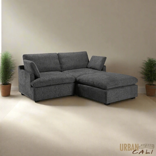 Urban Cali Long Beach Small Modular Sectional Sofa with Ottoman