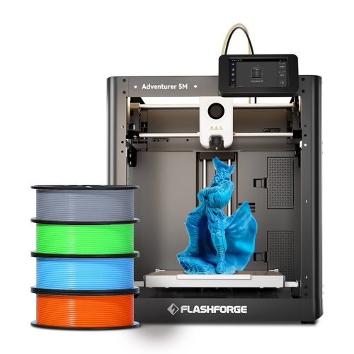 Flashforge Adventurer 5M 3D Printer Bundle – Includes 4 x 1kg PLA Filament – High-Speed CoreXY Printing, Auto-Leveling, Plug & Play