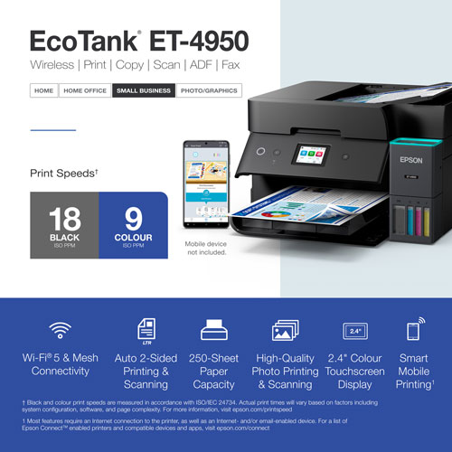 Imprimante à jet d'encre tout-en-un sans fil Supertank EcoTank ET-4950 d'Epson - Noir - Exclusivité Best Buy