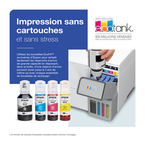 Imprimante à jet encre tout-en-un sans fil EcoTank ET-3930 d'Epson - Blanc