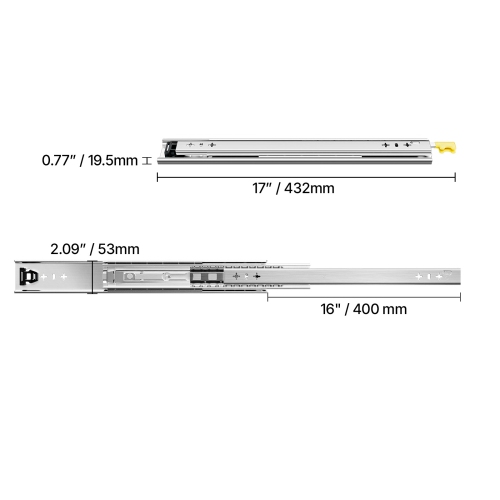 KFFKFF 2 Drawer Rails, Sizes Ranging from 16 to 60 inches, 250 lbs Weight Limit, Lockable Drawer Rails, Ball Bearing Side Mount Drawer Slide Rail