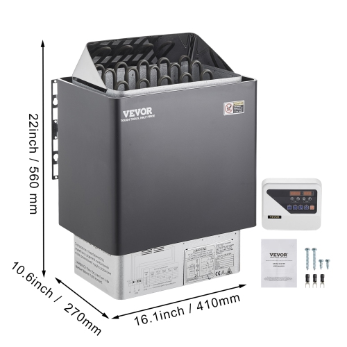 VEVOR 9KW 220V Electric Sauna Stove, Steam Bath Sauna Heater with External Digital Controller, 3h Timer and Adjustable Temp for Max. 317-459 Cubic