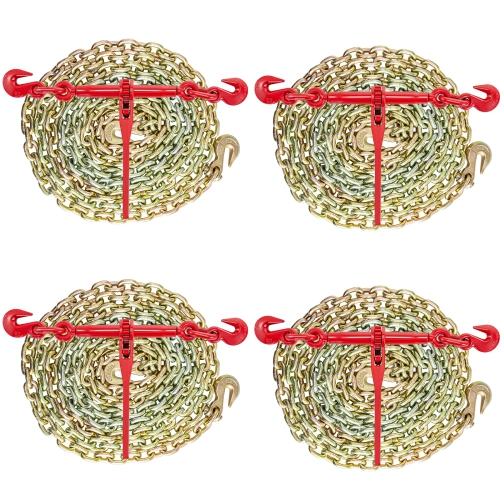 VEVOR 3/8in-1/2in Chain and Binder Kit, Ratchet Load Binders 9215lbs Working Strength, Ratchet Binders and Chains, 3/8in x 10ft Chains with G70