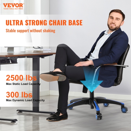 VEVOR 28" Office Chair Base Replacement, 2500 lbs Static Load, Computer Desk Chair Stool Base Part with 5 Casters and Reinforced Legs, Desk Chair