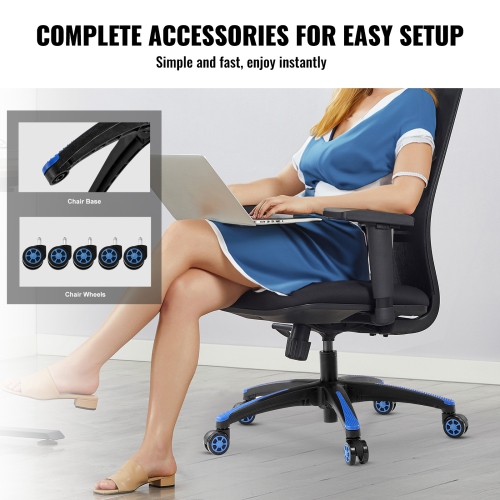 VEVOR 28" Office Chair Base Replacement, 2500 lbs Static Load, Computer Desk Chair Stool Base Part with 5 Casters and Reinforced Legs, Desk Chair