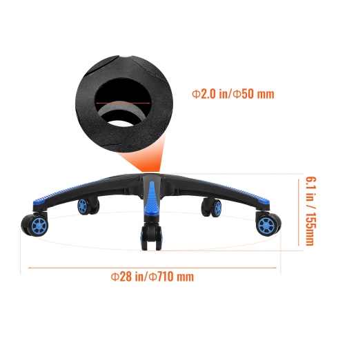 VEVOR 28" Office Chair Base Replacement, 2500 lbs Static Load, Computer Desk Chair Stool Base Part with 5 Casters and Reinforced Legs, Desk Chair