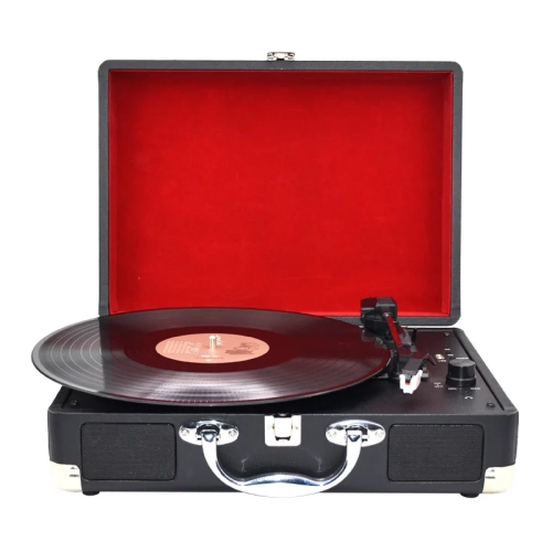 MYACUC  Vintage Bluetooth Vinyl Record Player - Portable 3-Speed Turntable With Built-In Battery & Speakers, USB Sd Play