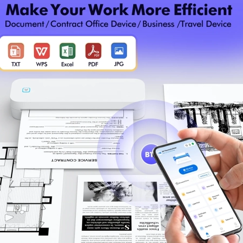Portable Printers Wireless , Support 8.5" X 11" Thermal Paper, Bluetooth Thermal Printer Compatible with iOS, Android & Laptop, Inkless Mobile