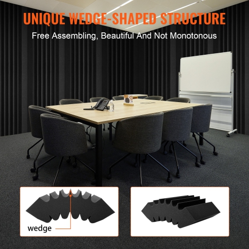 Paquet de 4 panneaux en mousse acoustique VEVOR, 16,5 x 6,3 12 pouces, adhésif haute densité, panneau acoustique ignifuge, panneau amortisseur