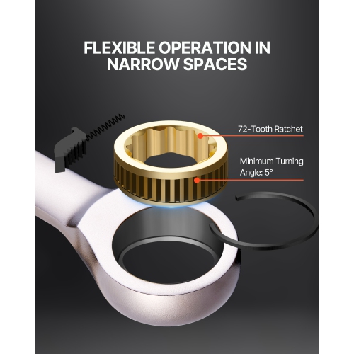 VEVOR 24-Piece Ratcheting Wrench Set with Organizer Rack, Cr-V Steel Wrench Set SAE 1/4" to 7/8", Metric 8 mm to 19 mm, Ideal for General Household,