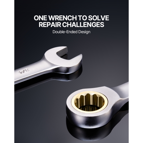 VEVOR 24-Piece Ratcheting Wrench Set with Organizer Rack, Cr-V Steel Wrench Set SAE 1/4" to 7/8", Metric 8 mm to 19 mm, Ideal for General Household,