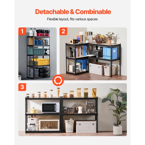 VEVOR 2000 lbs Storage Shelves, 5 Tier, 16" D x 36" W x 71.4" H Adjustable Metal Shelves for Garage Shelves Utility Rack Shelf, Ideal for Kitchen,