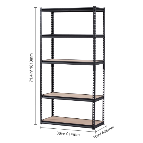 VEVOR 2000 lbs Storage Shelves, 5 Tier, 16" D x 36" W x 71.4" H Adjustable Metal Shelves for Garage Shelves Utility Rack Shelf, Ideal for Kitchen,