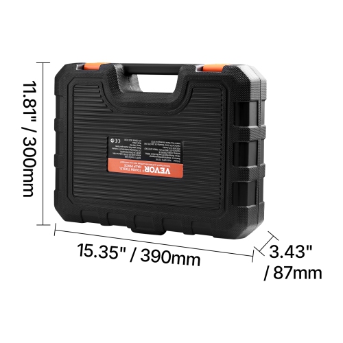 VEVOR 107-Piece SAE Bit Socket Set, Metric, Hex/Torx/External Torx/Tamper-Proof/Extra Long, S2 Alloy Steel and Cr-V Steel, 1/4 in, 3/8 in, and 1/2 in