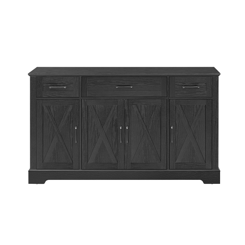 KEPOOMAN  55" Buffet Cabinet With Door Shelves, Farmhouse Kitchen Buffet Sideboard With Drawers - In Black