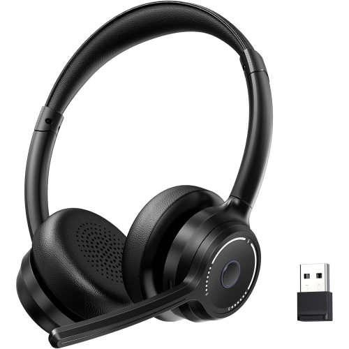Oreillette Bluetooth avec microphone ENC de Gixxted – Casque d'écoute sans fil avec clé USB, micro de mise en sourdine pour PC, Skype, Zoom, Teams et
