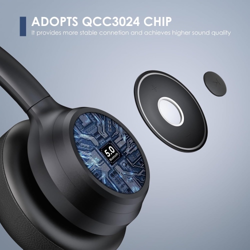 Oreillette Bluetooth avec microphone ENC de Gixxted – Casque d'écoute sans fil avec clé USB, micro de mise en sourdine pour PC, Skype, Zoom, Teams et