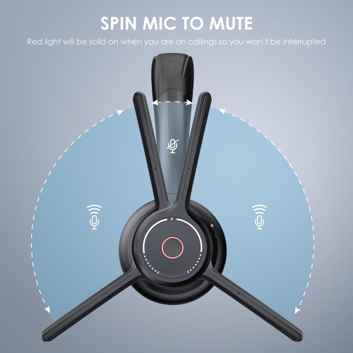 Oreillette Bluetooth avec microphone ENC de Gixxted – Casque d'écoute sans fil avec clé USB, micro de mise en sourdine pour PC, Skype, Zoom, Teams et