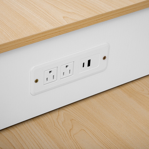 Kepooman 82.7 inch Extendable Dining Table for 4-6 Seating, Kitchen Island Table with Double-sized Storage, Power Outlet, 2 Drawers, 2 Side Open