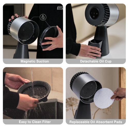 Hotte de cuisine portative sans conduit de comptoir de 6,65 po – Cuisinière de cuisine avec ventilateur à 3 vitesses – Purificateur d'air