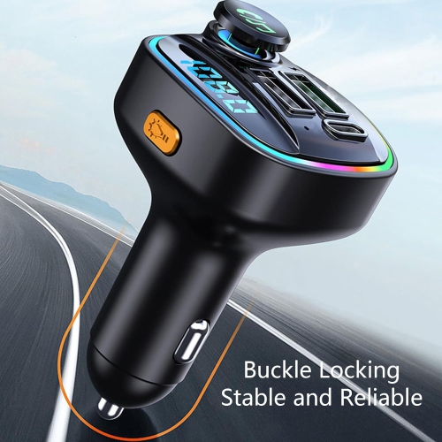 Récepteur Bluetooth pour l'auto, lecteur MP3, allume-cigare à détection de tension à double affichage, chargeur super PD à chargement rapide,