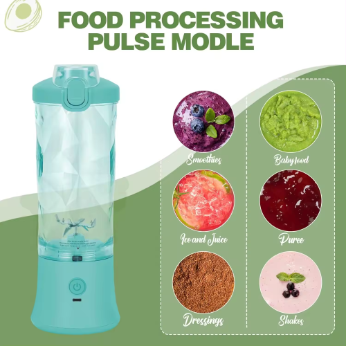 New juicer, 600ml large capacity juicer, rechargeable multi-function ice fruit processor, mini blender - black