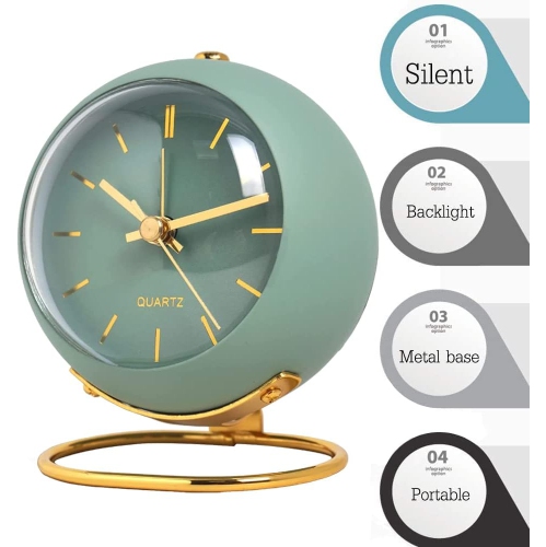 Nordic creative electronic table clock, simple children's alarm clock, new desktop bedside student silent luminous pointer clock - frosted orange -