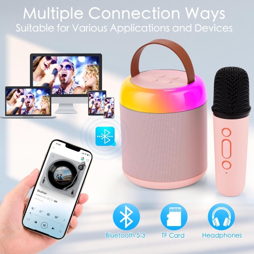 Hot selling Bluetooth speaker Portable mini karaoke microphone speaker Children's karaoke home small KTV Bluetooth speaker - Y1 dual microphone [pink]