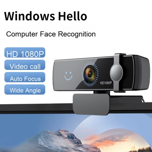 HD Windows hello facial recognition auto focus web camera, 1080P driver-free, USB camera with microphone