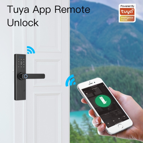 Tuya smart home fingerprint door lock wifi app remote control timed unlocking remote anti-theft smart door lock-zigbee double tongue version + zigbee