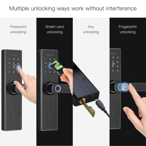 Tuya smart home fingerprint door lock wifi app remote control timed unlocking remote anti-theft smart door lock-zigbee double tongue version + zigbee