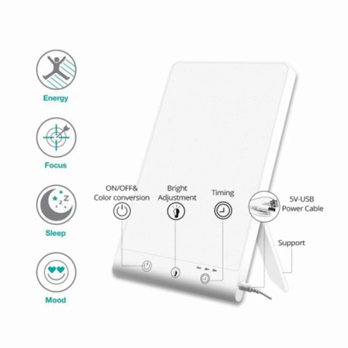 SAD Lamp, 12000 Lux Light Therapy Lamp, with 2 Color Modes, 3 Brightness Levels, 3 Timer Settings, Touch Control UV-Free Sunlight Lamp