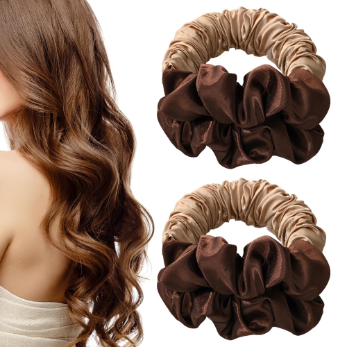 MYACUC  2PCs Heatless Hair Curler Overnight to Sleep In, Heatless Curling Scrunchie for Women, Soft Silk Lazy Rollers Headband for Long Hair