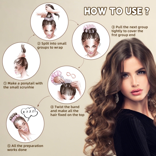 2PCS Heatless Hair Curler Overnight to Sleep In,Heatless Curling Scrunchie for Women,Soft Silk Lazy Rollers Headband for Long Hair