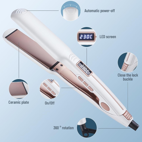 Hair Straightener, Digital LCD Display, 10s Quick Heating, Titanium Plates, Ion Hair Straightener, Hair Styling Hair Straightener