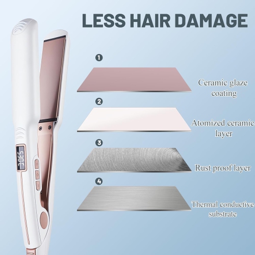 Hair Straightener, Digital LCD Display, 10s Quick Heating, Titanium Plates, Ion Hair Straightener, Hair Styling Hair Straightener