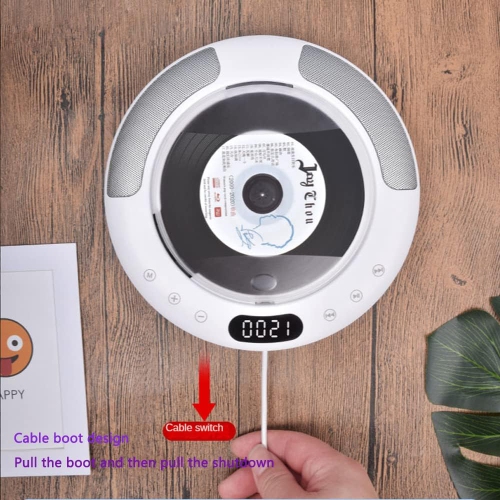 Portable CD Player, Rechargeable CD Player with Built-in Speaker, Bluetooth and FM Radio, Wall Mount CD Player with Remote Control