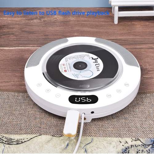 Portable CD Player, Rechargeable CD Player with Built-in Speaker, Bluetooth and FM Radio, Wall Mount CD Player with Remote Control