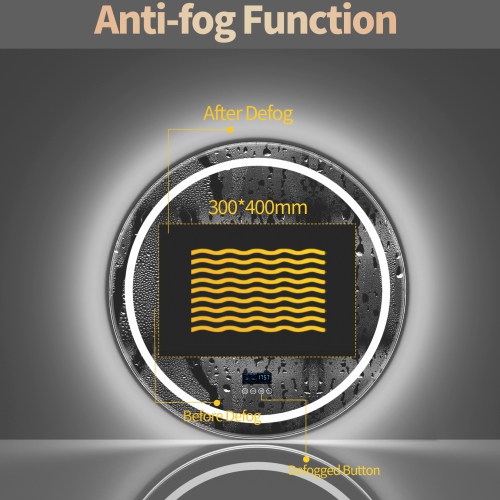 LUVODI 32" Round LED Bathroom Mirror with Lights, Wall Mounted Vanity Mirror with 3 Colors Dimmable Light, Bluetooth Speaker, Anti-Fog, Memory