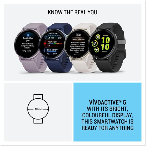 Garmin vívoactive 5 GPS Smartwatch 42 mm Fiber-reinforced polymer - Gold Aluminum and Ivory by GARMIN - Refurbished condition - Image 7