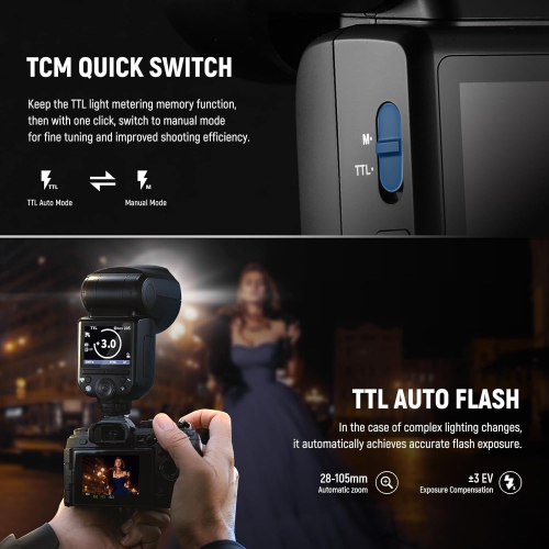 NEEWER Z2-S 2.4G TTL Round Head Flash Speedlite for Sony with Upgraded UI and 2 Adjustable Modeling Lamps by NEEWER - Refurbished condition - Image 3