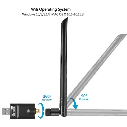AQVIN AC 1300Mbps Mini Wireless Wi-Fi Adapter | Dual Band 2.4GHz/5GHz | Bluetooth 5.0 | High-Gain 5dBi Antenna - Suitable for Desktop PC, Laptops