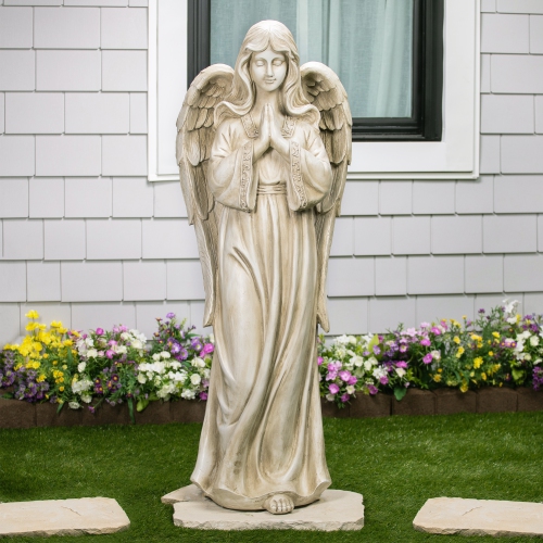 Standing Praying Angel Outdoor Garden Statue - 46"
