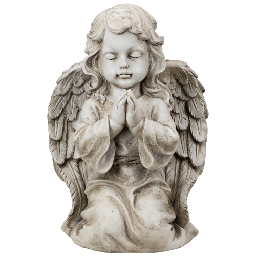 Kneeling Praying Cherub Statue - 14" - Beige