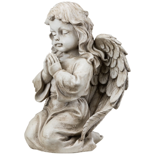 Kneeling Praying Cherub Statue - 14" - Beige