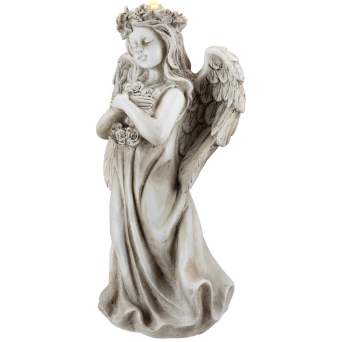 LED Lighted Standing Cherub Angel Statue - 12"