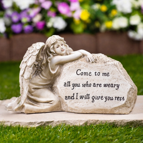 Come to Me Inspirational Angel Garden Stone Statue - 11.5"