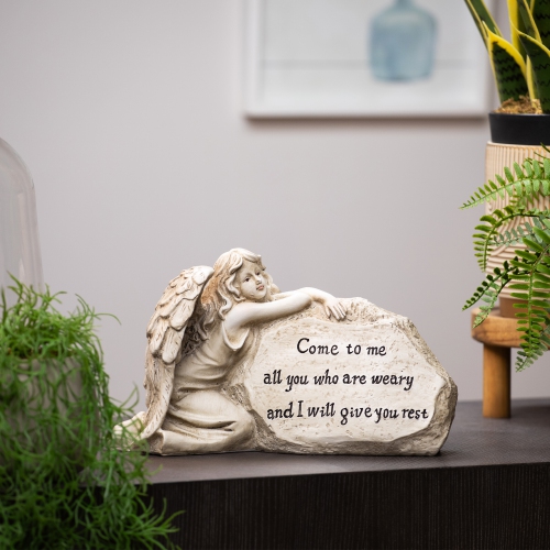 Come to Me Inspirational Angel Garden Stone Statue - 11.5"